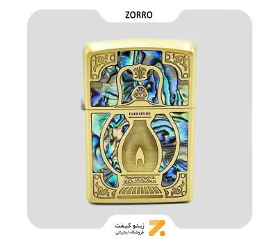 فندک بنزینی زورو صدفی طرح قفل مدل 8750-​Zorro Lighter SN-LIZO-2104-29
