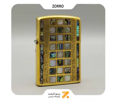 فندک بنزینی زورو صدفی طرح مشبک مدل 2202-43-​Zorro Lighter SN-LIZO-2202-43