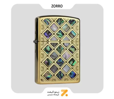 فندک بنزینی زورو صدفی طرح مشبک مدل 91584-​Zorro Lighter SN-LIZO-2104-26