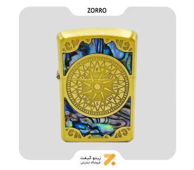 فندک بنزینی زورو صدفی طرح قطب نما مدل 91629-Zorro Lighter SN-LIZO-2104-33