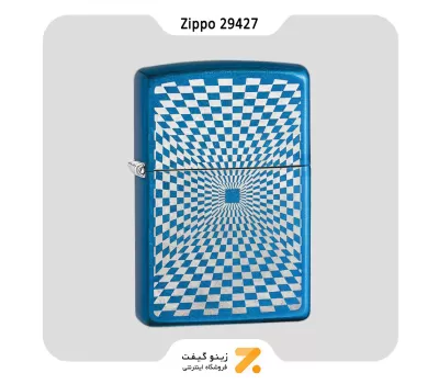 فندک بنزینی زیپو آبی مدل 29427 طرح شطرنجی-Zippo Lighter 29427 24534 MINIMALISUM DESIGN