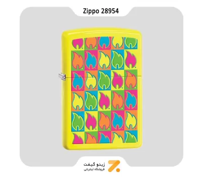 فندک بنزینی زیپو زرد با شعله های زیپومدل Zippo Lighter 28954 BOXED FLAMES