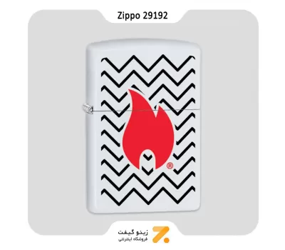 فندک بنزینی زیپو سفید طرح شعله مدل Zippo Lighter 29192 214 ZIPPO