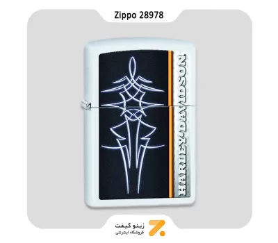 فندک بنزینی زیپو سفید هارلی دیویدسون مدل 28978-Zippo Lighter 28978 214 HARLEY DAVIDSON