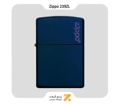 فندک بنزینی زیپو سورمه ای طرح لوگو زیپو مدل 239 زد ال-Zippo Lighter 239ZL NAVY MATTE