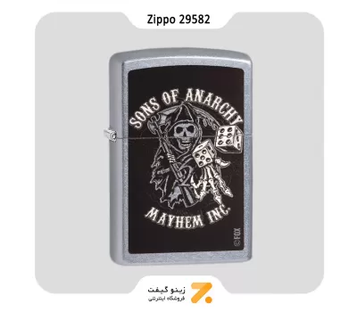 فندک بنزینی زیپو طرح اسکلت و تبر مدل 29582-Zippo Lighter 29582 207 SONS OF ANARCHY