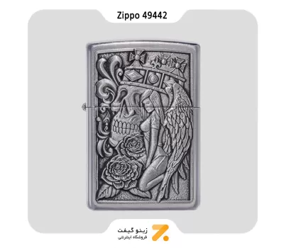 فندک بنزینی زیپو طرح برجسته جمجمه و فرشته مدل 49442-Zippo Lighter ​49442-087183 207 SKULL AND ANGEL​E