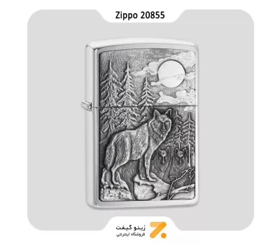 فندک بنزینی زیپو طرح برجسته گرگ مدل Zippo Lighter 20855 200 TIMBER WOLVES