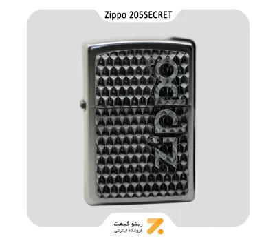 فندک بنزینی زیپو طرح سه بعدی لوگو زیپو مدل 205 سیکرت-​Zippo Lighter 205 SECRET ZIPPO LOGO 3D