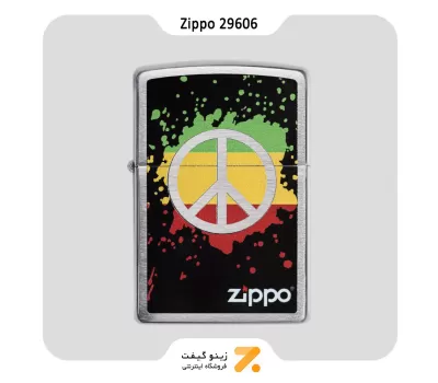 فندک بنزینی زیپو طرح صلح مدل 29606-Zippo Lighter ​29606 200 ZIPPO PEACE SPLASH