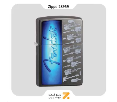 فندک بنزینی زیپو طرح لوگو کمپانی و گیتار فندر مدل 28959-​Zippo Lighter 28959 28378 FENDER GYUTAR