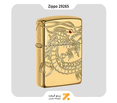 فندک بنزینی زیپو طلایی اژدها چینی مدل 29265-Zippo Lighter 29265 CHUNESE DRAGON