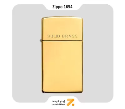 فندک بنزینی زیپو طلایی سری اسلیم مدل 1654-Zippo Lighter 1654-SLIM BRASS SOLID BRASS