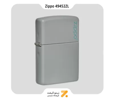 فندک بنزینی زیپو طوسی طرح لوگو زیپو مدل 49452 زد ال-Zippo Lighter 49452zl Flat Gray Zippo Logo
