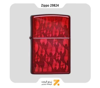 فندک بنزینی زیپو قرمز طرح شعله مدل 29824-Zippo Lighter ​29824 21063 ICED ZIPPO FLAME DESIGN