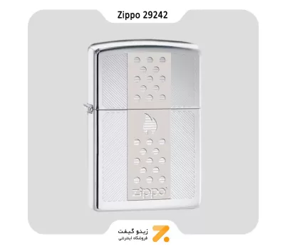 فندک بنزینی زیپو مدل 29242 طرح لوگو زیپو-Zippo Lighter 29242 250 CHIMNEY DESIGN