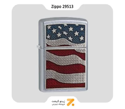 فندک بنزینی زیپو مدل 29513 طرح پرچم امریکا-Zippo Lighter 29513 DIAMOND PLATE FLAG