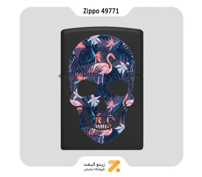 فندک زیپو مشکی طرح جمجمه و فلامینگو مدل 49771-Zippo Lighter 49771 218 FLAMINGO SKULL DESIGN
