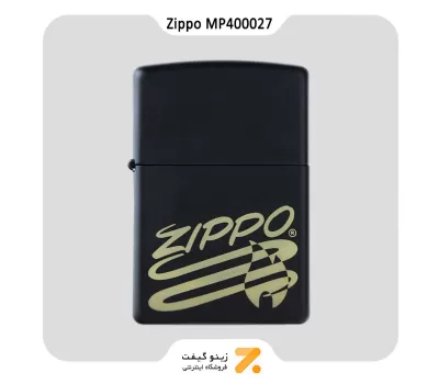 فندک بنزینی زیپو مشکی طرح لوگو زیپو مدل ام پی 400027-Zippo Lighter ​218 REGULAR BLACK MATTE MP400027