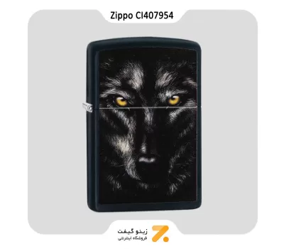 فندک بنزینی زیپو مشکی طرح گرگ مدل سی ای 407954-Zippo Lighter ​218 CI407954 WOLF FACE