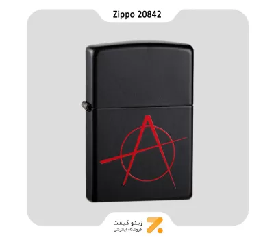 فندک بنزینی زیپو مشکی مات مدل 20842 طرح آنارشیسم-Zippo Lighter 20842 218 ANARCHY