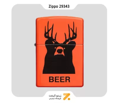 فندک بنزینی زیپو نارنجی طرح خرس مدل Zippo Lighter 29343 BEER BEAR