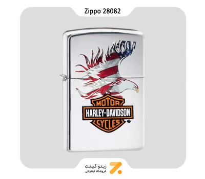 فندک بنزینی زیپو هارلی دیویدسون و پرچم آمریکا مدل 28082-Zippo Lighter 28082 HARLEY AMERICAN FLAG
