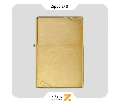 فندک بنزینی زیپو وینتیج طلایی مدل 240-Zippo Lighter 240 Brushed Brass Vintage