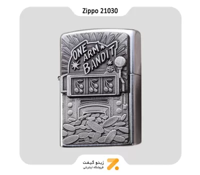 فندک بنزینی زیپو پلاک برجسته طرح کازینو مدل 21030-​Zippo Lighter ​21030 One Arm Bandit
