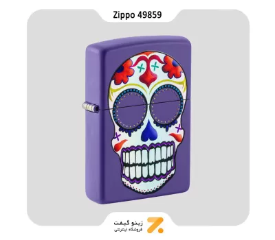 فندک زیپو بنفش طرح اسکلت مدل 49859-Zippo Lighter 49859 237 DAY OF THE DEAD