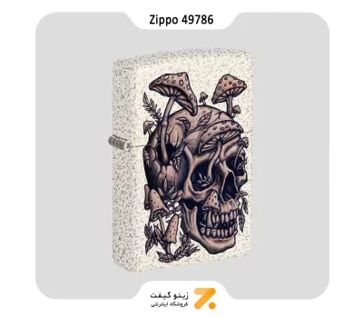 فندک زیپو سفید ضد خش طرح اسکلت و قارچ مدل 49786-Zippo Lighter 49786 49181 SKULLSHROOM DESIGN