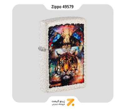فندک زیپو سفید ضد خش طرح ببر مدل 49579-Zippo Lighter 49579 49181 TIGER DESIGN