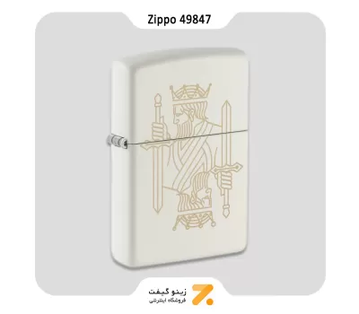 فندک زیپو سفید طرح شاه و ملکه مدل 49847-Zippo Lighter 49847 214 KING QUEEN DESIGN