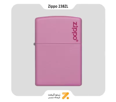 فندک زیپو صورتی طرح لوگو زیپو مدل 238 زد ال-​Zippo Lighter 238ZL PINK MATTE