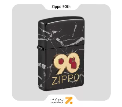 فندک زیپو طرح برجسته یاد بود ۹۰ سالگی مدل 49864-​Zippo Lighter 49864 90th Anniversary Commemorative Design
