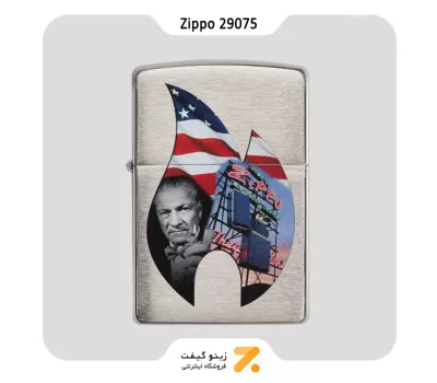 فندک زیپو طرح پرچم آمریکا و جورج بلیزدل  مدل 29075-Zippo Lighter 29075 FLAME COLLAGE
