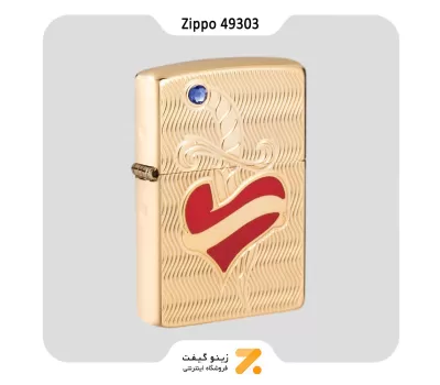 فندک زیپو طلایی طرح قلب و شمشیر مدل 49303-Zippo Lighter 49303 169 HEART AND SWORD DESIGN