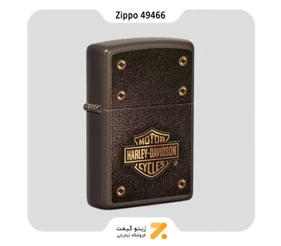 فندک زیپو قهوه ای تیره طرح لوگو هارلی دیویدسون مدل 49466-Zippo Lighter 49466 49180 HARLEY DAVIDSON