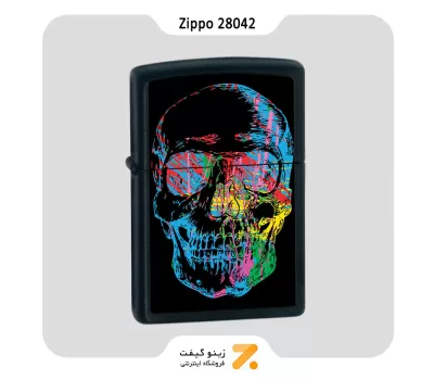 فندک زیپو مدل 28042 طرح اسکلت-Zippo Lighter 28042 Skull Black Matte​