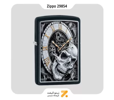 فندک زیپو مدل 29854 طرح تلفیقی جمجمه و ساعت-​Zippo Lighter 29854 218 SKULL CLOCK DESIGN