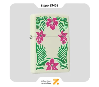 فندک زیپو کرم رنگ طرح گل و گیاه مدل 29452-Zippo Lighter 29452 216 ZIPPO TROCICAL