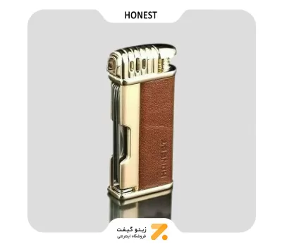 فندک گازی شعله ای پیپ با روکش چرم مصنوعی هانست مدل 2201-53-​Honest Lighter SN-LIHN-2201-53
