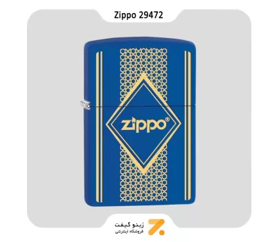 ​Zippo Lighter 29472 229 ZIPPO THEME فندک بنزینی زیپو آبی با طرح طلایی مدل 29472