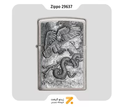 ​Zippo Lighter 29637 200 EAGLE VS SNAKE فندک بنزینی زیپو طرح عقاب و مار مدل 29637