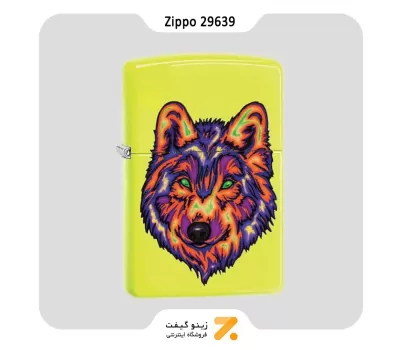 ​ Zippo Lighter 29639 WOLF فندک بنزینی زیپو زرد طرح تتو گرگ مدل 29639