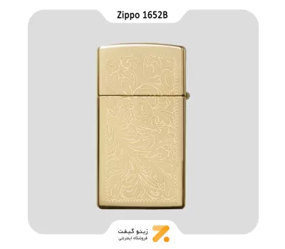 1652B فندک بنزینی زیپو طلایی سری اسلیم طرح گل مدل-Zippo Lighter 1652B-BRASS VENETIAN SLIM-720060431