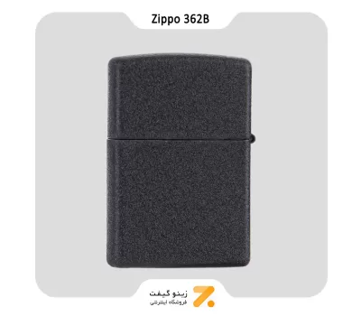 362B فندک بنزینی زیپو آسفالتی طرح برجسته لوگو زیپو مدل-Zippo Lighter 362-B Gold Zippo Logo Emblem Black Crackle