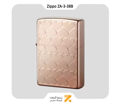 فندک بنزینی زیپو طرح قلب مدل زد ای-3-38 بی-Zippo Lighter ZA-3-38B SWEET HEAT PINK GD