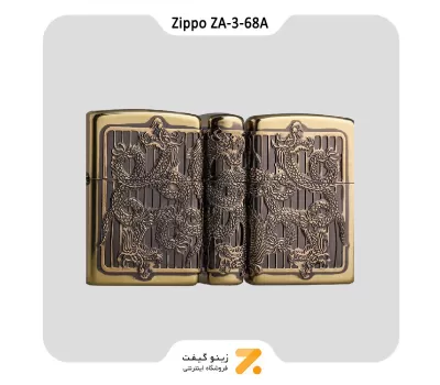 ZA-3-68A فندک بنزینی زیپو طرح اژدها مدل-Zippo Lighter ZA-3-68A DRAGON ANTIQUE BS
