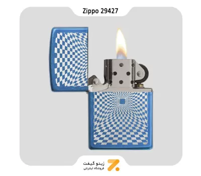 فندک بنزینی زیپو آبی مدل 29427 طرح شطرنجی-Zippo Lighter 29427 24534 MINIMALISUM DESIGN